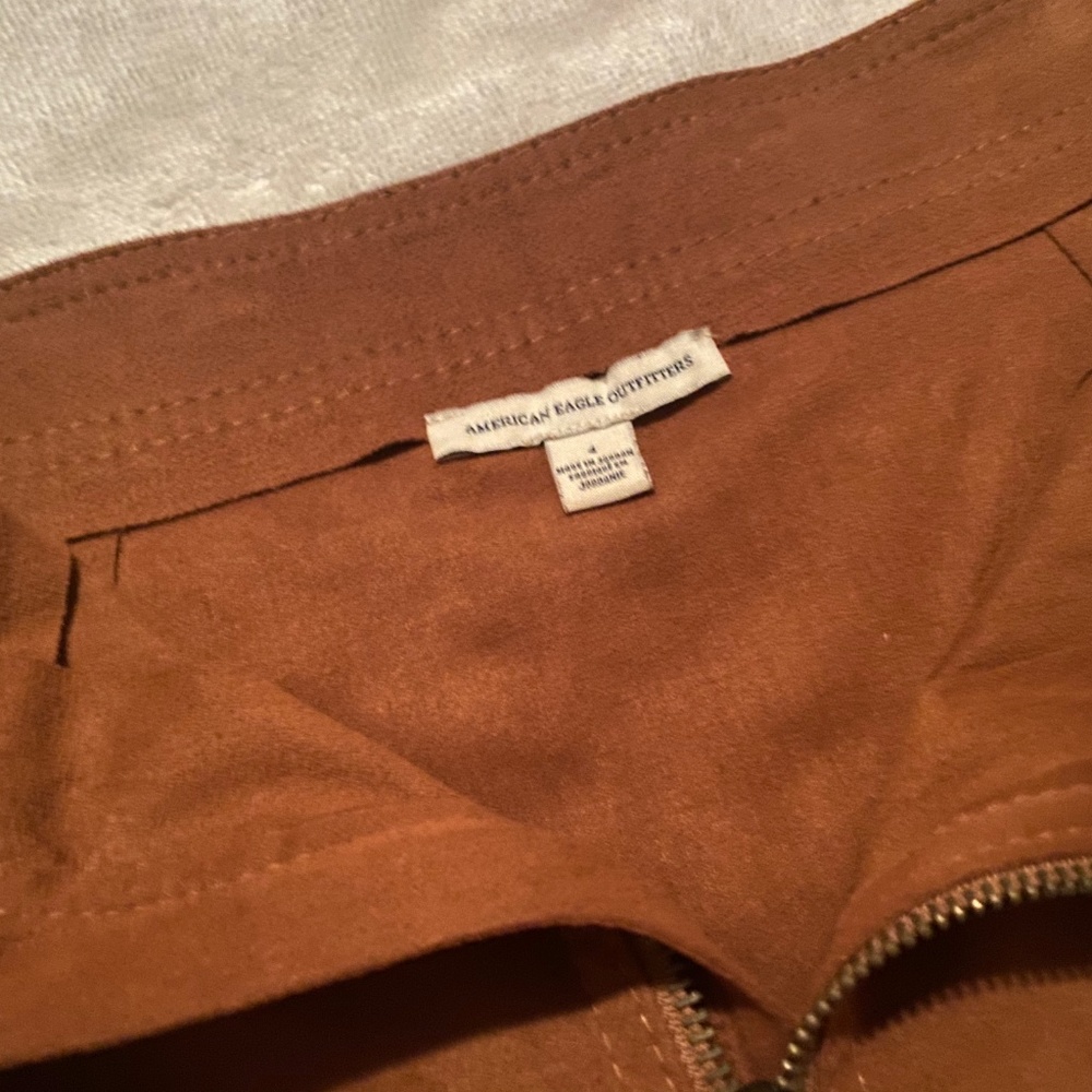 Faux Suede Full Zipper Panel Stretch Mini Skirt - Picture 6 of 7
